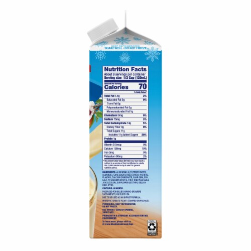 Blue Diamond Almond Breeze Classic Dairy Free Almondmilk Egg Nog Perspective: right