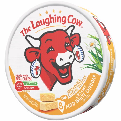 The Laughing Cow® Creamy White Cheddar Spreadable Cheese Wedges Perspective: right