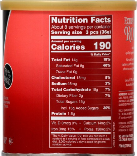 Brown & Haley® Extra Dark Roca® Buttercrunch Toffee Holiday Candy Canister Perspective: right