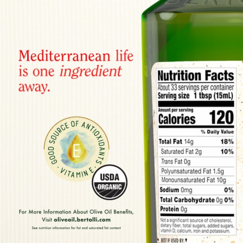 Bertolli Organic Extra Virgin Olive Oil, Rich Taste Perspective: right
