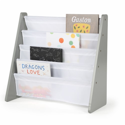 Humble Crew Insprire Kids Bookshelf 4 Tier Book Organizer - Gray Perspective: right