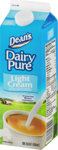 Dean's Dairy Pure Ultra-Pasteurized Light Cream Perspective: right