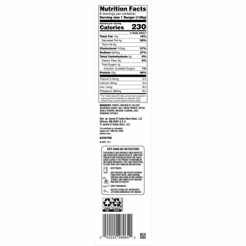 Jennie-O® Frozen Seasoned Turkey Burgers Perspective: right