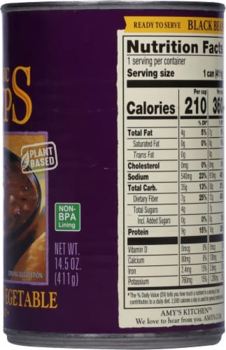 Amy's® Organic Black Bean Vegetable Soup Perspective: right