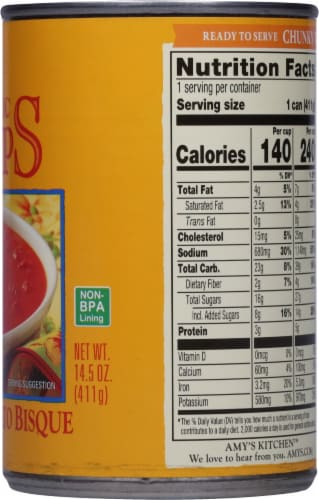 Amy's® Organic Chunky Tomato Bisque Soup Perspective: right