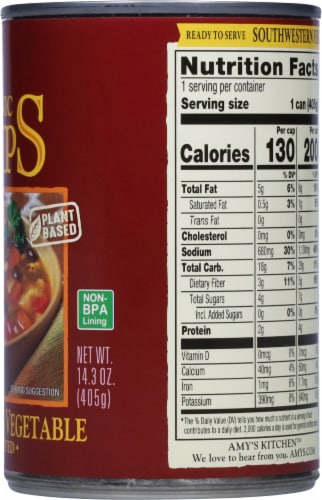 Amy's® Organic Fire Roasted Southwestern Vegetable Soup Perspective: right