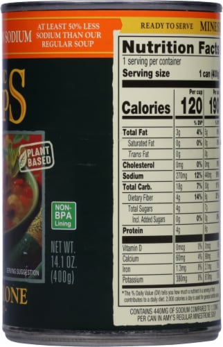 Amy's Organic Light in Sodium Low Fat Minestrone Soup Perspective: right
