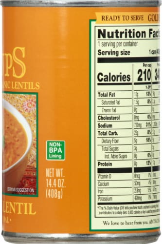 Amy's Indian Dal Golden Lentil Soup Perspective: right