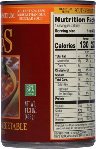 Amy's® Organic Light in Sodium Fire Roasted Southwestern Vegetable Soup Perspective: right