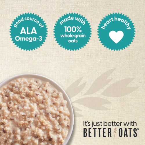 Better Oats Original Steel Cut Oatmeal Packets with Flax Seeds Perspective: right