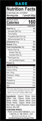 Better Oats Organic Bare Instant Multigrain Hot Cereal 8 Count Perspective: right