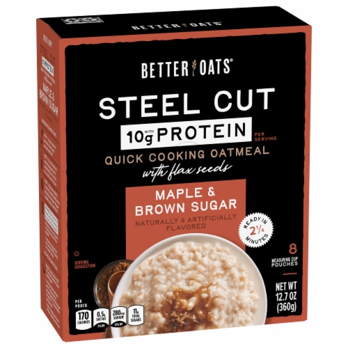 Better Oats® Maple & Brown Sugar Instant Oatmeal with Protein & Flax Seeds Perspective: right