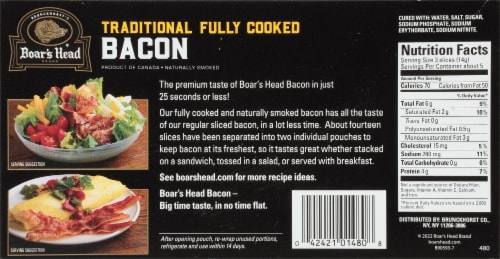 Boar's Head Traditional Fully Cooked Bacon Perspective: right