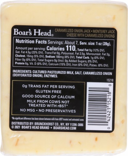 Boar's Head Caramelized Onion Jack Cheese Perspective: right