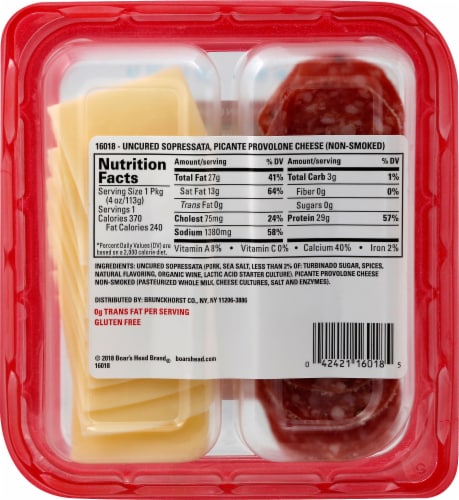 Boar's Head Uncured Sopressata Dry Sausage Picante Provolone Cheese Snack Perspective: right