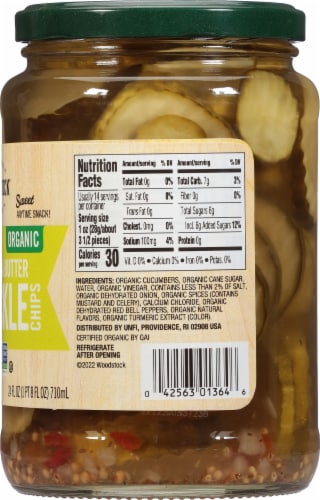 Woodstock Farms Organic Bread & Butter Pickles Perspective: right