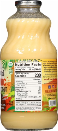 Lakewood Organic Pineapple Coconut Cocktail Juice Nectar Perspective: right