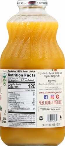 Lakewood® Organic Orange Mango Juice Blend Perspective: right