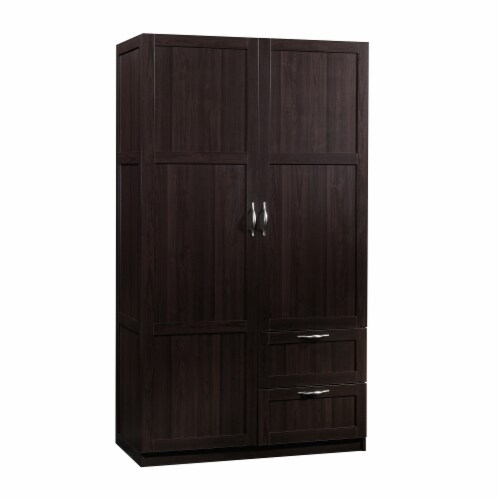 Sauder Select Engineered Wood Wardrobe Armoire in Cinnamon Cherry Perspective: right