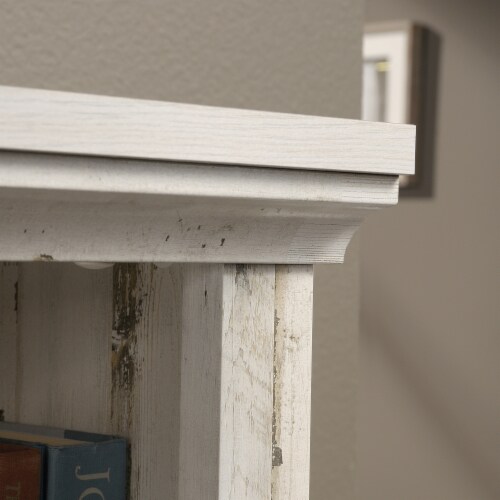 Sauder Misc Storage Contemporary 3-Shelf Wood Bookcase in White Plank Perspective: right