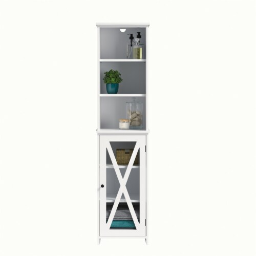 Sauder Cottage Road Engineered Wood Linen Tower in White Perspective: right