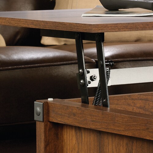 Sauder Carson Forge Lift-Top Wood and Metal Coffee Table in Washington Cherry Perspective: right