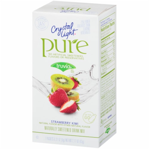 Crystal Light Pure Strawberry Kiwi Naturally Sweetened Drink Mix Packets Perspective: right