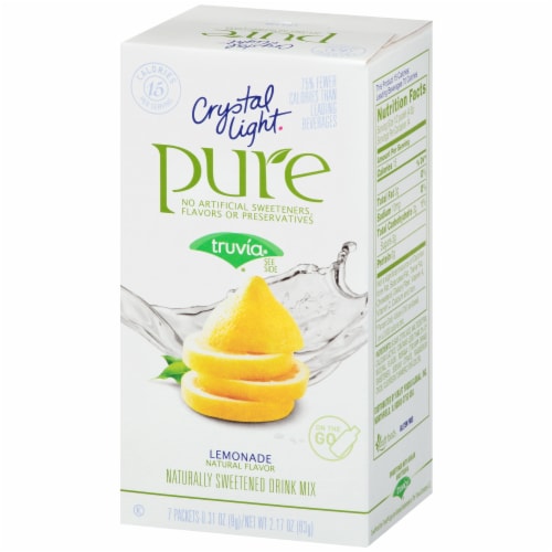 Crystal Light Pure Lemonade Naturally Sweetened Drink Mix Packets Perspective: right
