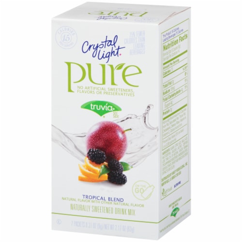 Crystal Light On-The-Go Pure Tropical Blend Powdered Drink Mix Packets Perspective: right