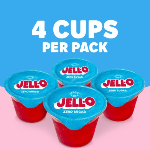 Jell-O Strawberry Sugar Free Jello Cups Gelatin Snack Perspective: right