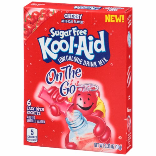 Kool-Aid On-The-Go Sugar Free Cherry Drink Mix Packets Perspective: right