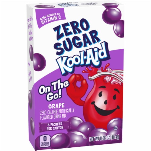 Kool Aid Zero Sugar Grape Purple Powdered Soft Drink Mix On the Go Packets Perspective: right