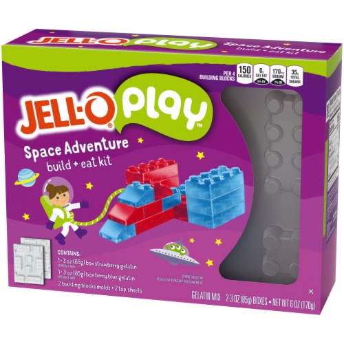 Jell-O Play Space Adventure Build & Eat Kit with Strawberry & Berry Blue Gelatin Mix Perspective: right