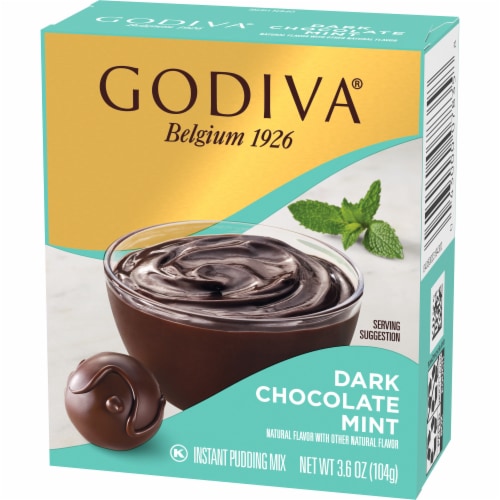 Godiva Dark Chocolate Mint Instant Pudding Mix Perspective: right