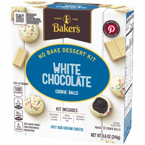Baker's White Chocolate Cookie Balls No Bake Dessert Kit Perspective: right