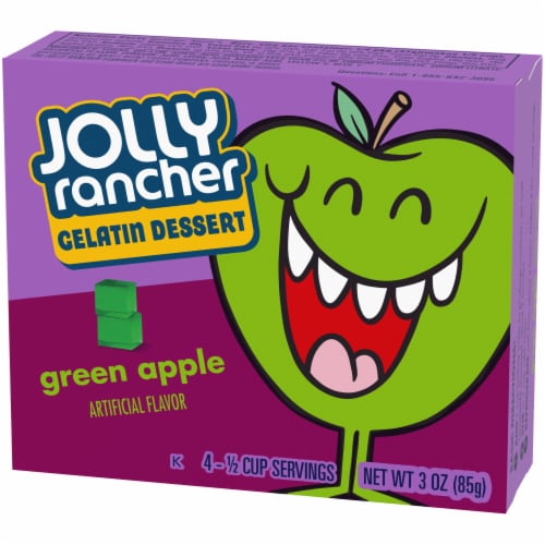 Jolly Rancher Green Apple Gelatin Dessert Mix, Box Perspective: right