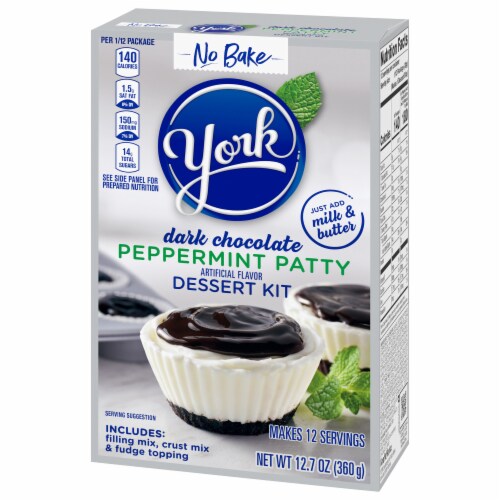 YORK No Bake Dark Chocolate Peppermint Patty Dessert Kit with Filling Mix Crust Mix & Fudge Topping Perspective: right