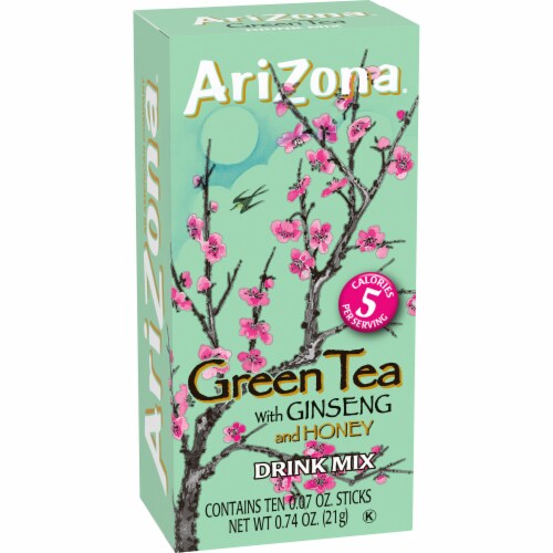 ARIZONA Green Tea with Ginseng and Honey Naturally Flavored Powdered Drink Mix Perspective: right