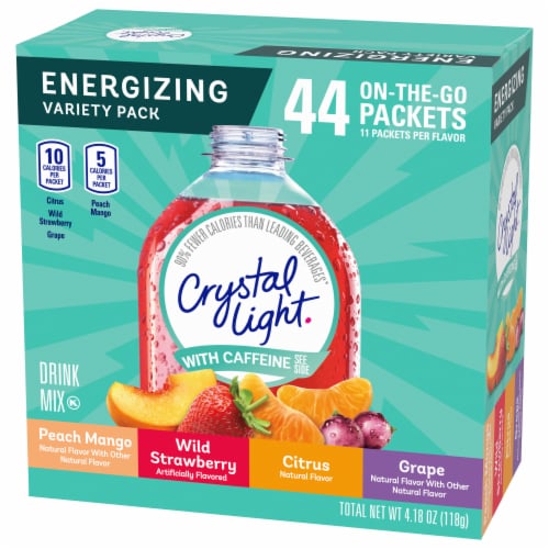 Crystal Light with Caffeine On-The-Go Drink Mix Packets Variety Pack Perspective: right