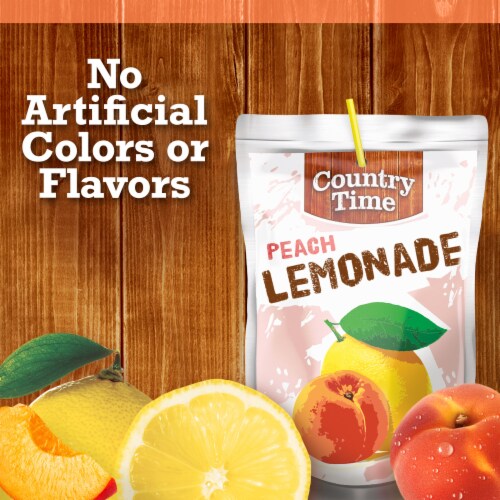 Country Time Peach Lemonade Ready to Drink Flavored Drink Pouches Perspective: right