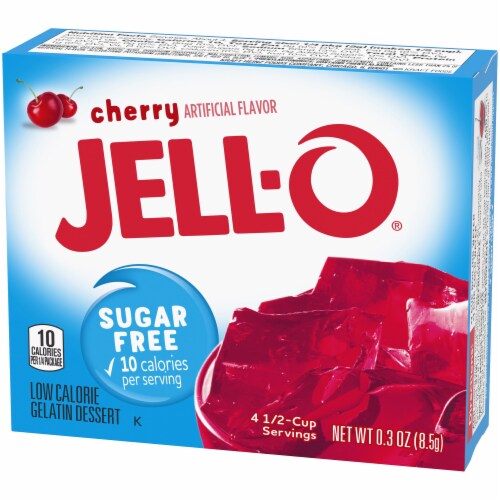 Jell-O Sugar Free Cherry Gelatin Dessert Mix Perspective: right