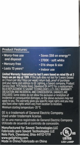 GE 4.5-Watt (40-Watt) Candelabra Base Soft White LED G16 Light Bulbs Perspective: right