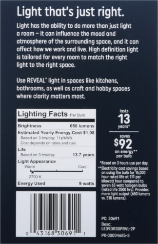 GE 9-Watt (65-Watt) LED BR30 HD+ Light Bulbs Perspective: right