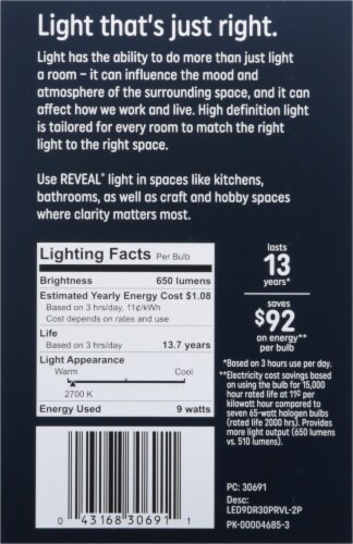 GE 9-Watt (65-Watt) LED BR30 HD+ Light Bulbs Perspective: right