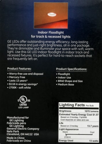 GE 13-Watt (85-Watt) R40 Soft White LED Indoor Floodlight Bulb Perspective: right