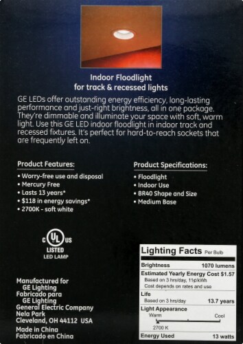 GE 13-Watt (85-Watt) R40 Soft White LED Indoor Floodlight Bulb Perspective: right