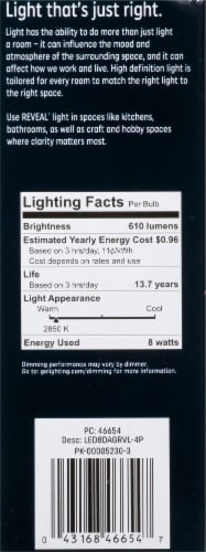 GE Reveal® HD Pure Clean Light 60 LED Bulb Perspective: right