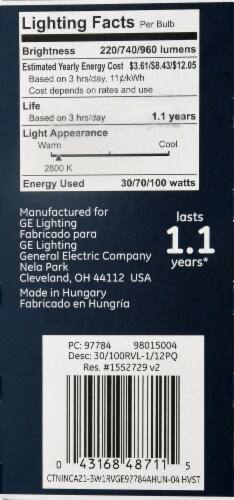 GE Reveal 3-Way Light Bulb Perspective: right