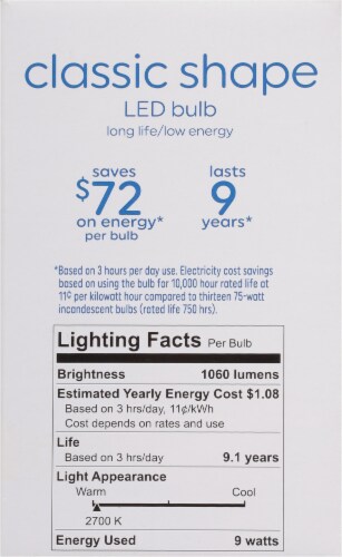 GE Soft White 75 Watt LED Light Bulbs Perspective: right