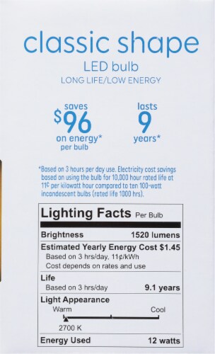 GE 100 Watt Soft White LED Light Bulbs Perspective: right